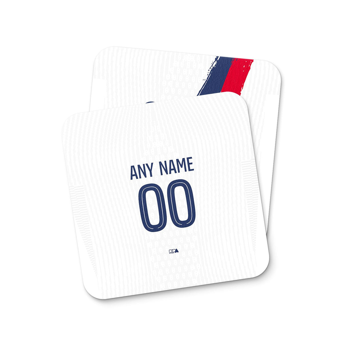 Coaster with the Paris Saint Germain 2025-26 Away football shirt design by RIPA Football