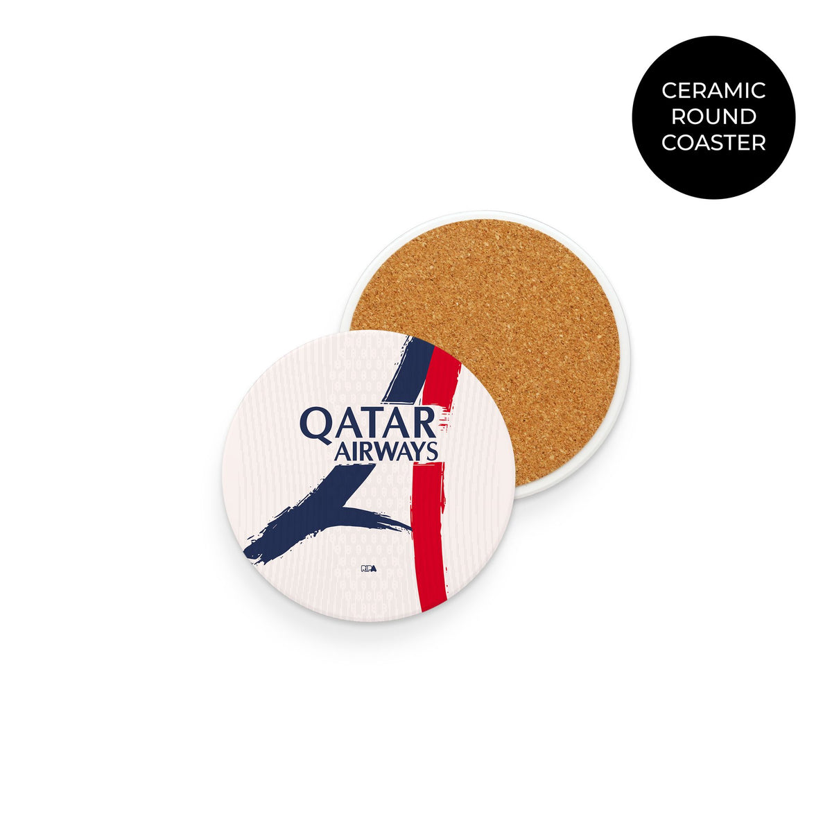 Coaster with the Paris Saint Germain 2025-26 Away football shirt design by RIPA Football
