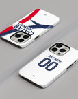 Phone case with the Paris Saint Germain 2025-26 Away football shirt design by RIPA Football