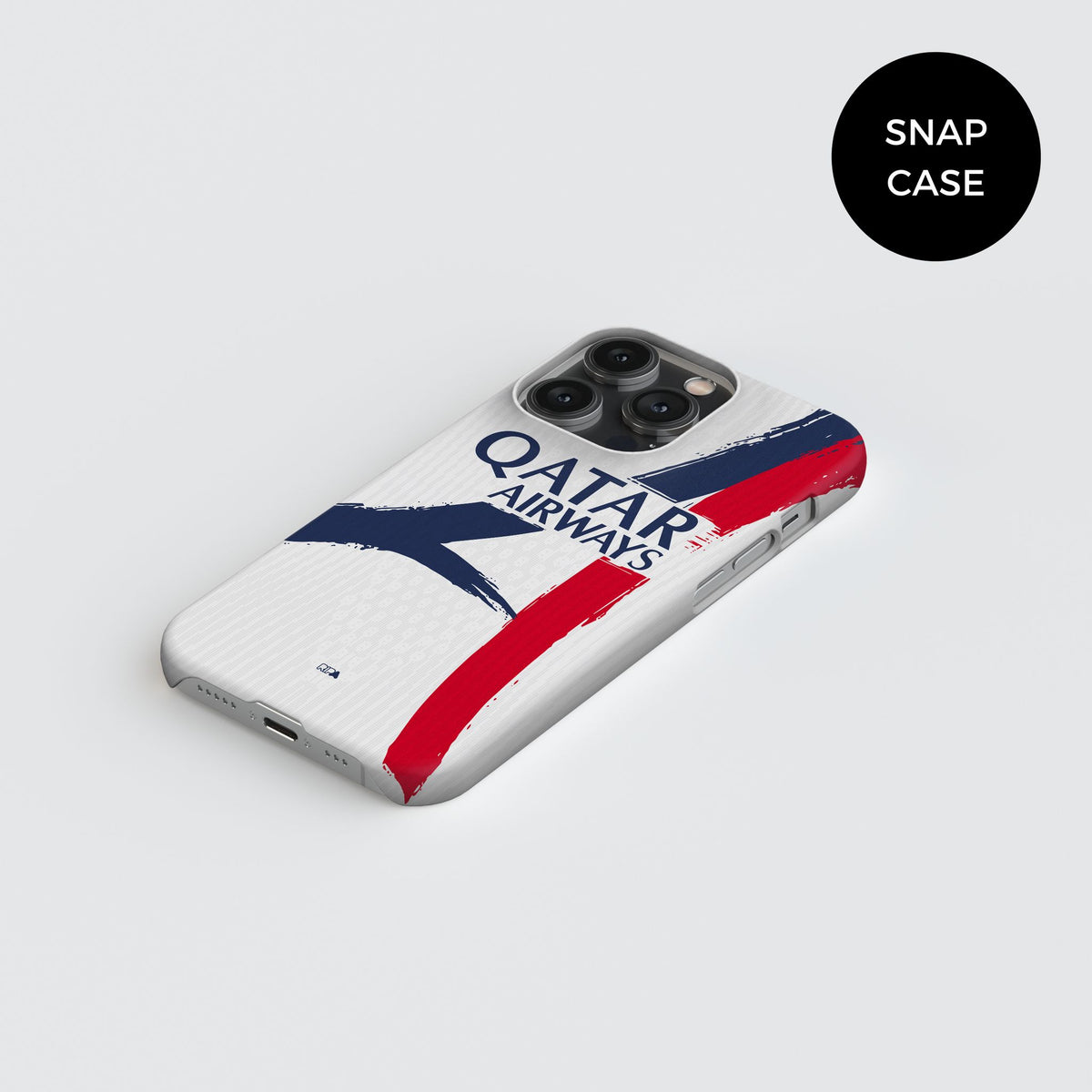 Phone case with the Paris Saint Germain 2025-26 Away football shirt design by RIPA Football