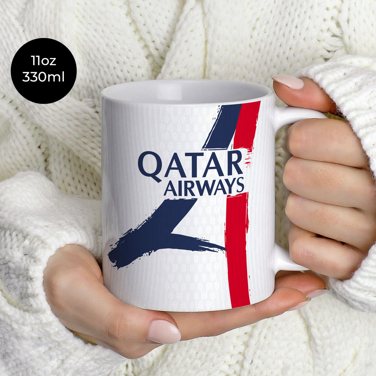 Mug with the Paris Saint Germain 2025-26 Away football shirt design by RIPA Football