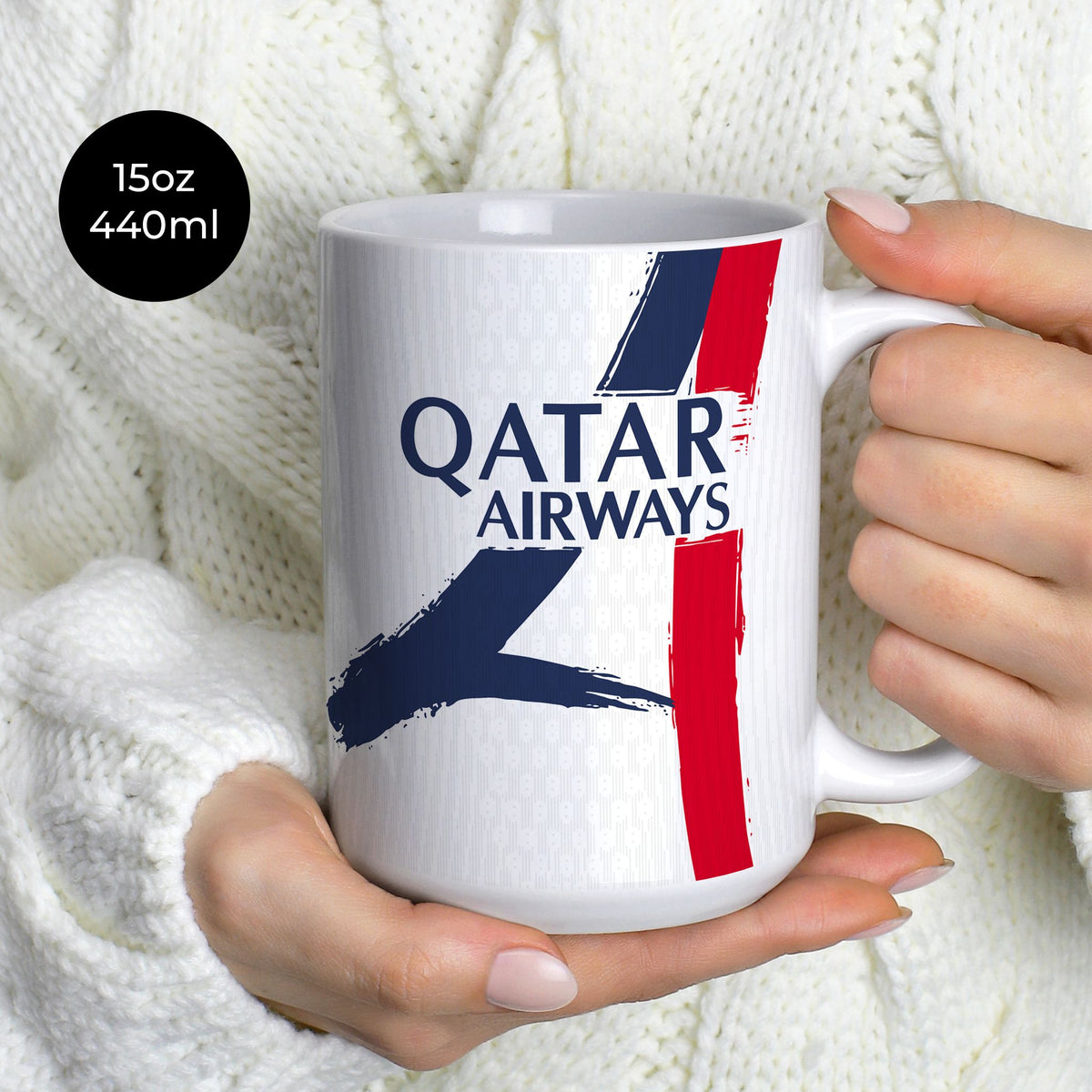 Mug with the Paris Saint Germain 2025-26 Away football shirt design by RIPA Football