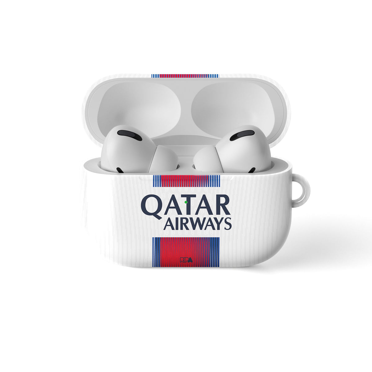 AirPods case with the Paris Saint Germain 2026-27 Away football shirt design by RIPA Football