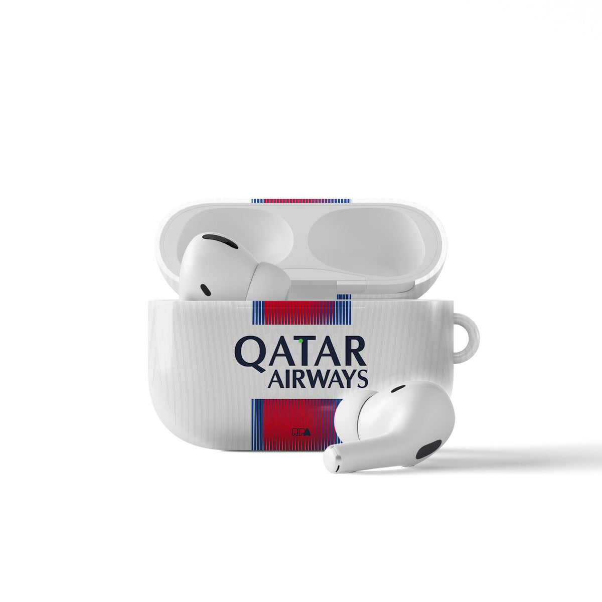 AirPods case with the Paris Saint Germain 2026-27 Away football shirt design by RIPA Football