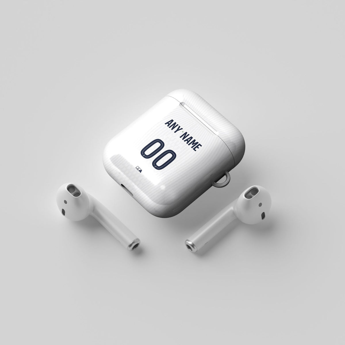AirPods case with the Paris Saint Germain 2026-27 Away football shirt design by RIPA Football