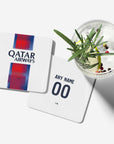 Coaster with the Paris Saint Germain 2026-27 Away football shirt design by RIPA Football