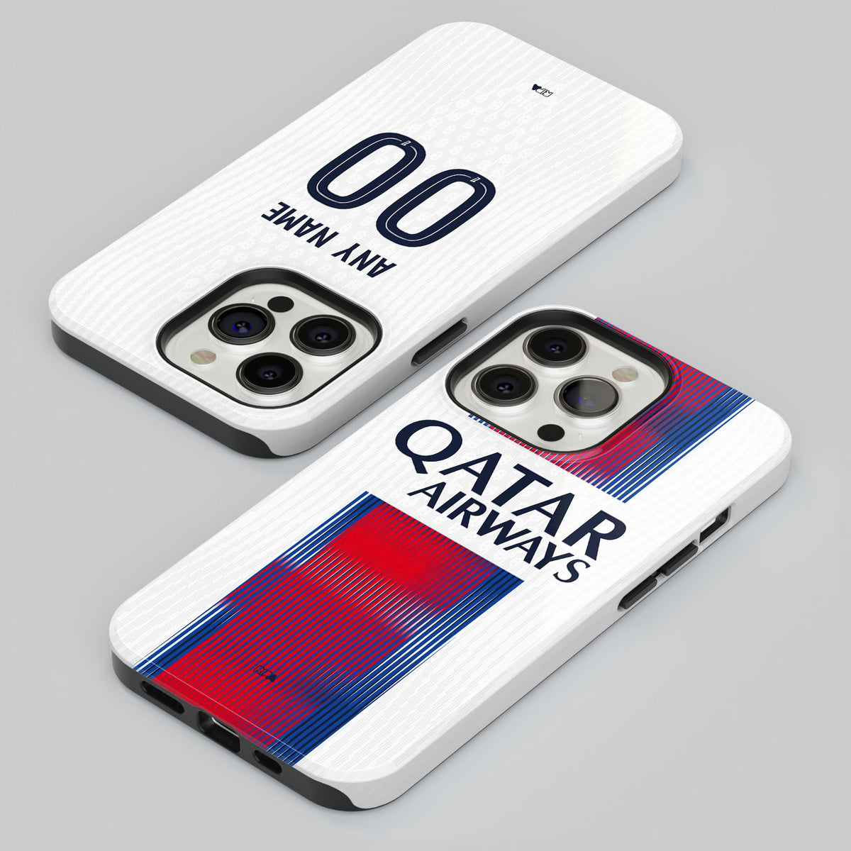 Phone case with the Paris Saint Germain 2026-27 Away football shirt design by RIPA Football