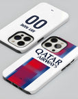 Phone case with the Paris Saint Germain 2026-27 Away football shirt design by RIPA Football