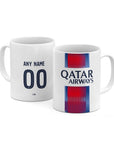Mug with the Paris Saint Germain 2026-27 Away football shirt design by RIPA Football