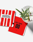 Coaster with the PSV 2024-25 Home football shirt design by RIPA Football