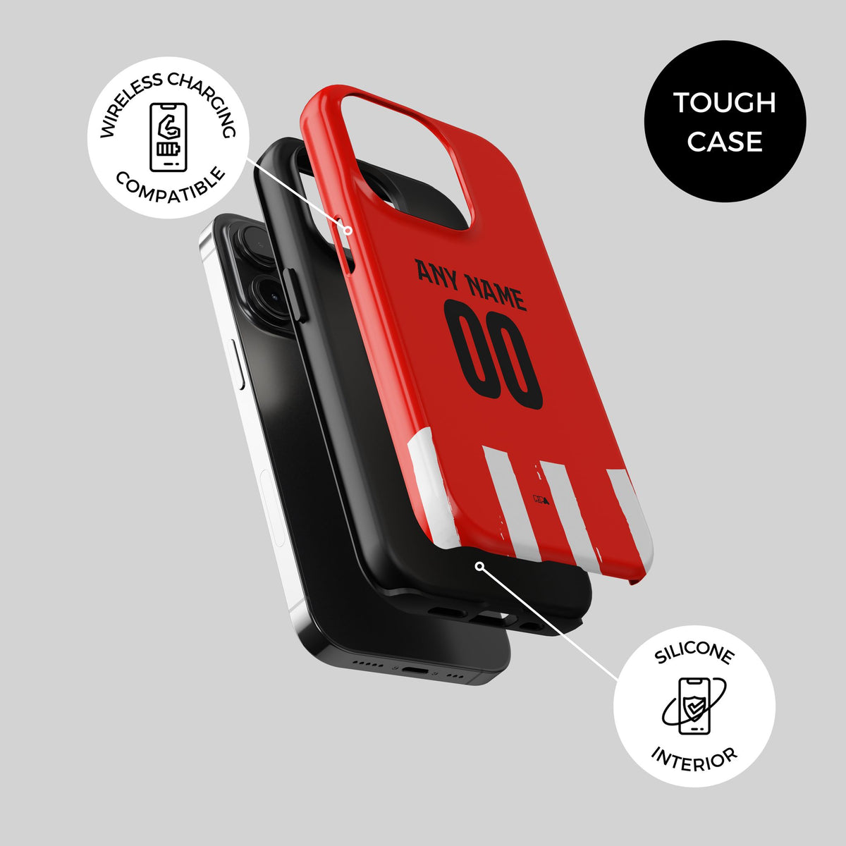 Phone case with the PSV 2024-25 Home football shirt design by RIPA Football