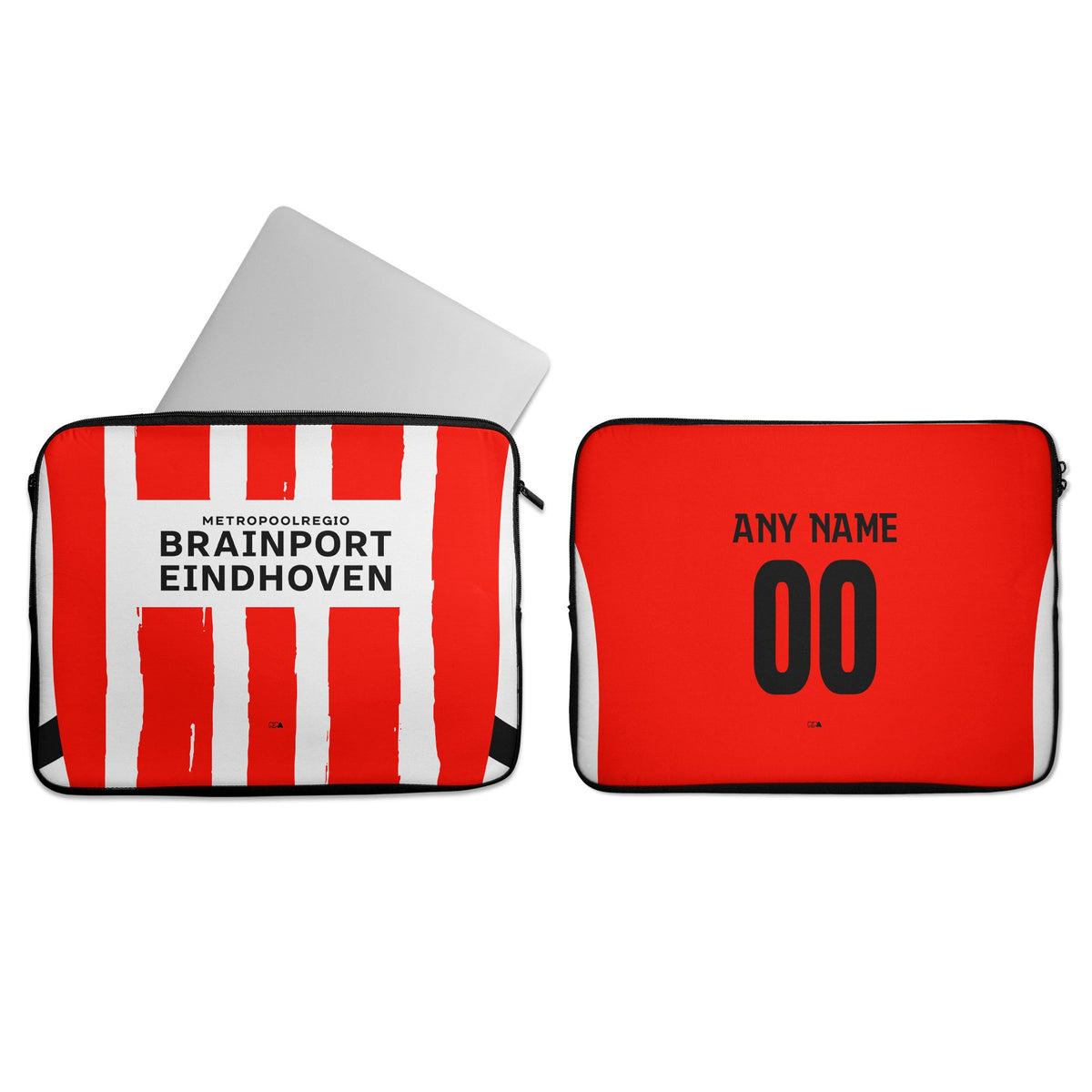 Laptop sleeve with the PSV 2024-25 Home football shirt design by RIPA Football