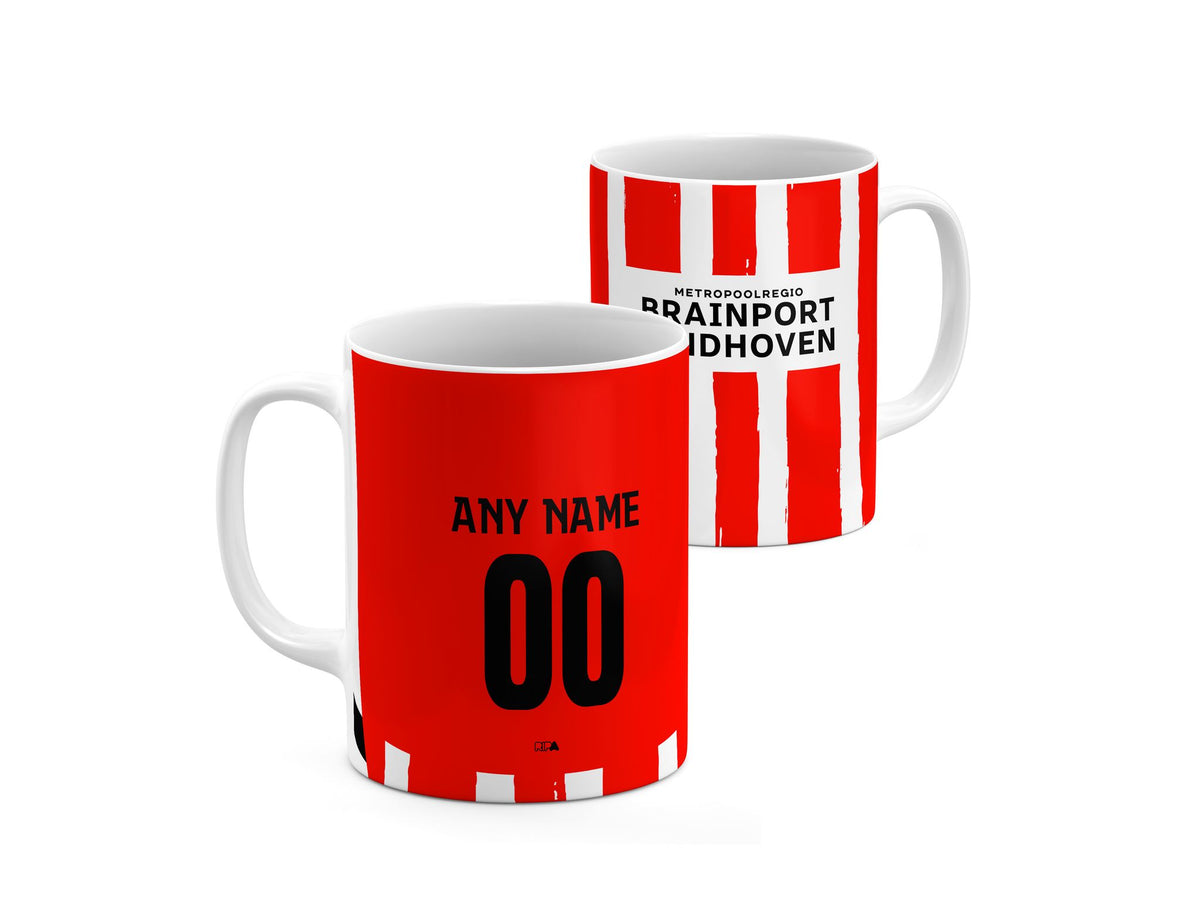 Mug with the PSV 2024-25 Home football shirt design by RIPA Football