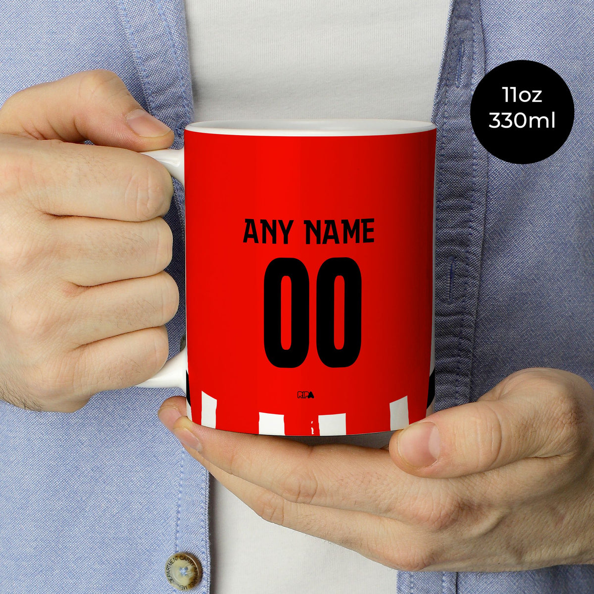 Mug with the PSV 2024-25 Home football shirt design by RIPA Football