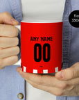 Mug with the PSV 2024-25 Home football shirt design by RIPA Football