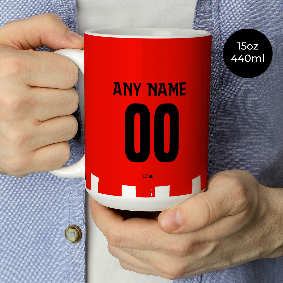 Mug with the PSV 2024-25 Home football shirt design by RIPA Football