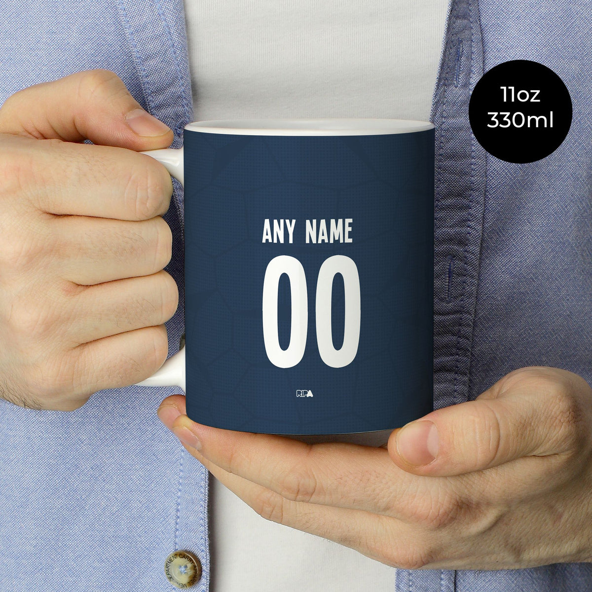 Mug with the UNAM 2023-24 Away football shirt design by RIPA Football