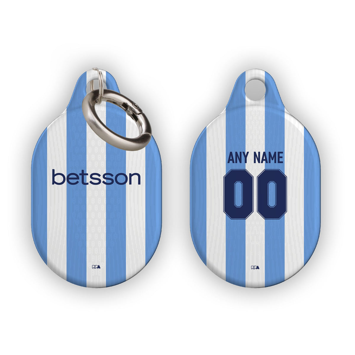 AirTag holder with the Racing Club 2025-26 Home football shirt design by RIPA Football