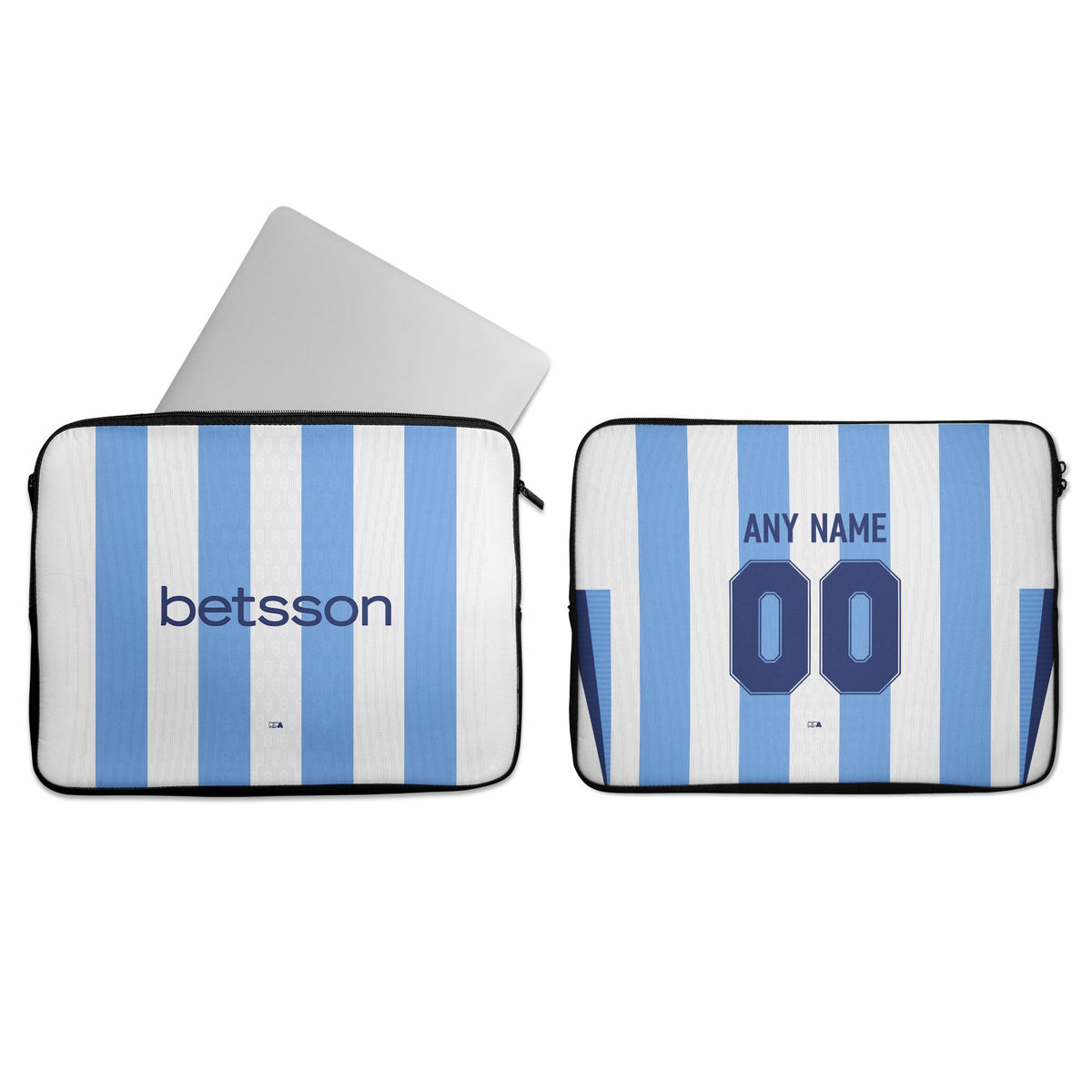 Laptop sleeve with the Racing Club 2025-26 Home football shirt design by RIPA Football