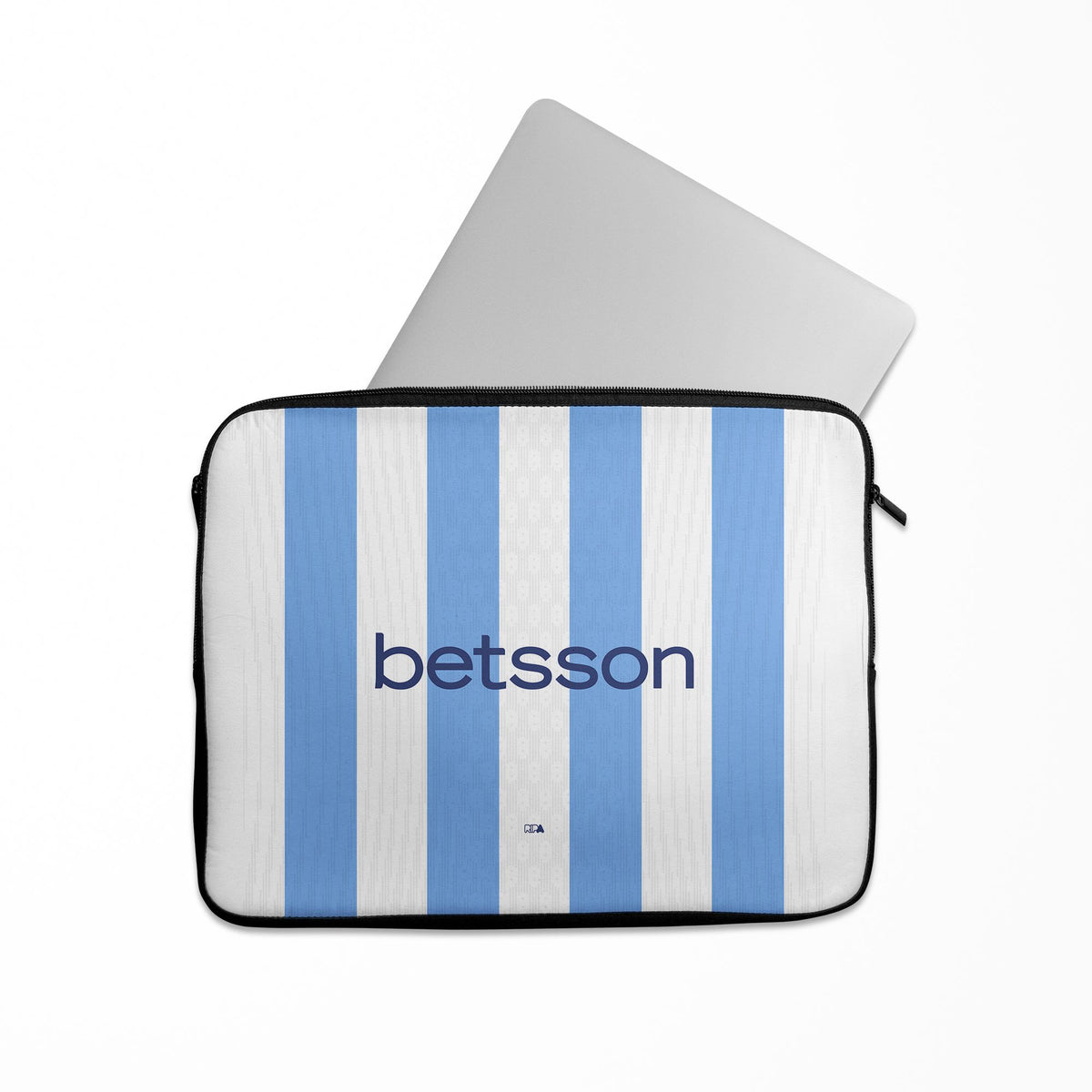 Laptop sleeve with the Racing Club 2025-26 Home football shirt design by RIPA Football