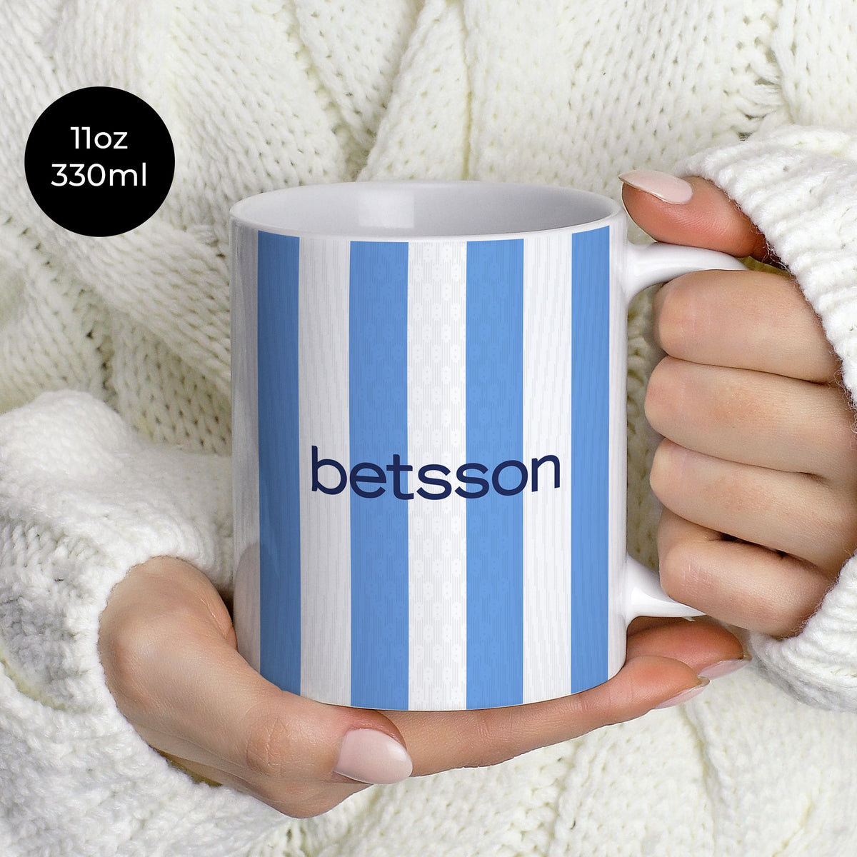 Mug with the Racing Club 2025-26 Home football shirt design by RIPA Football