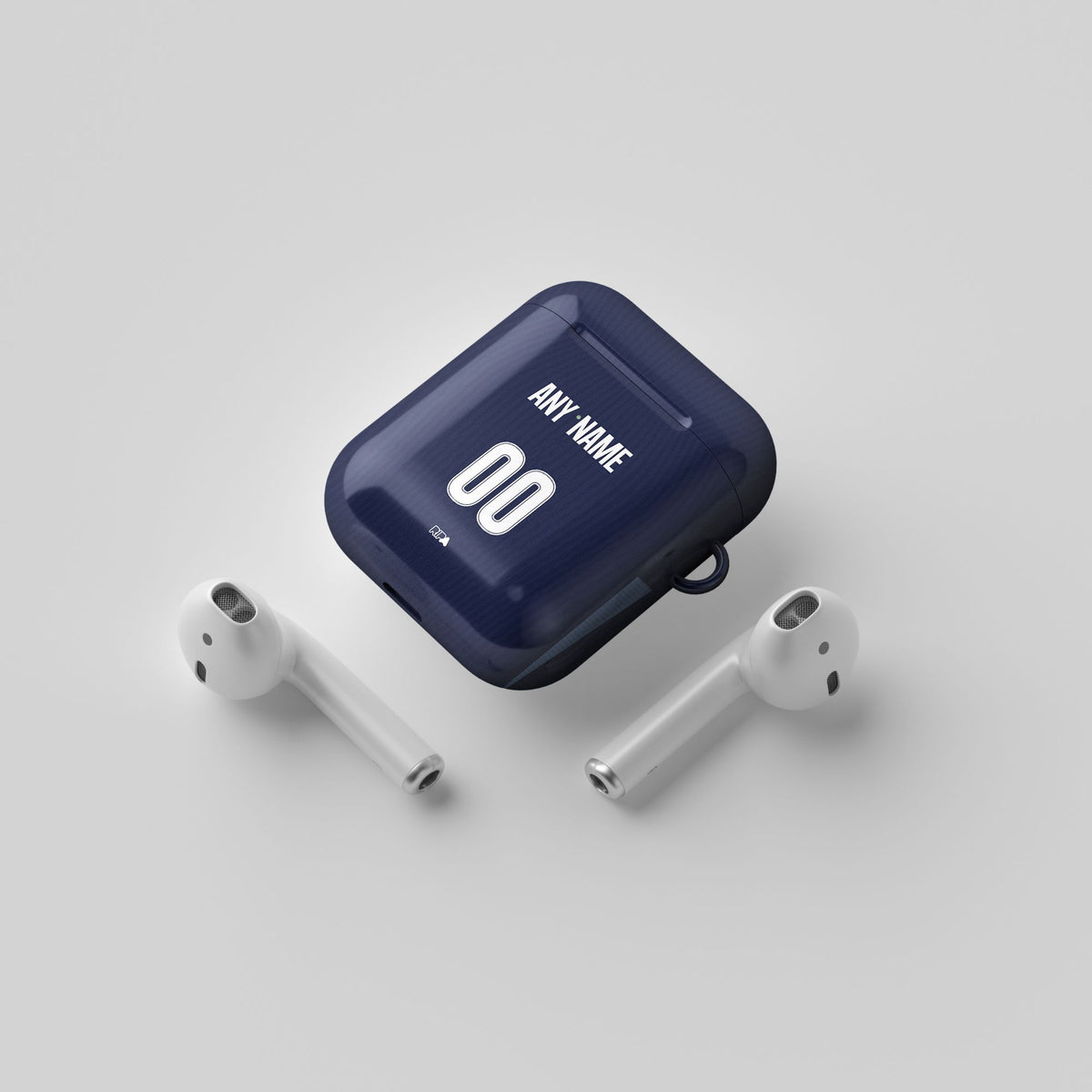 AirPods case with the Racing Club 2026 Away football shirt design by RIPA Football