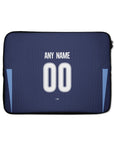 Laptop sleeve with the Racing Club 2026 Away football shirt design by RIPA Football