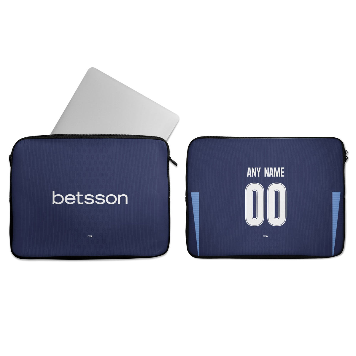 Laptop sleeve with the Racing Club 2026 Away football shirt design by RIPA Football