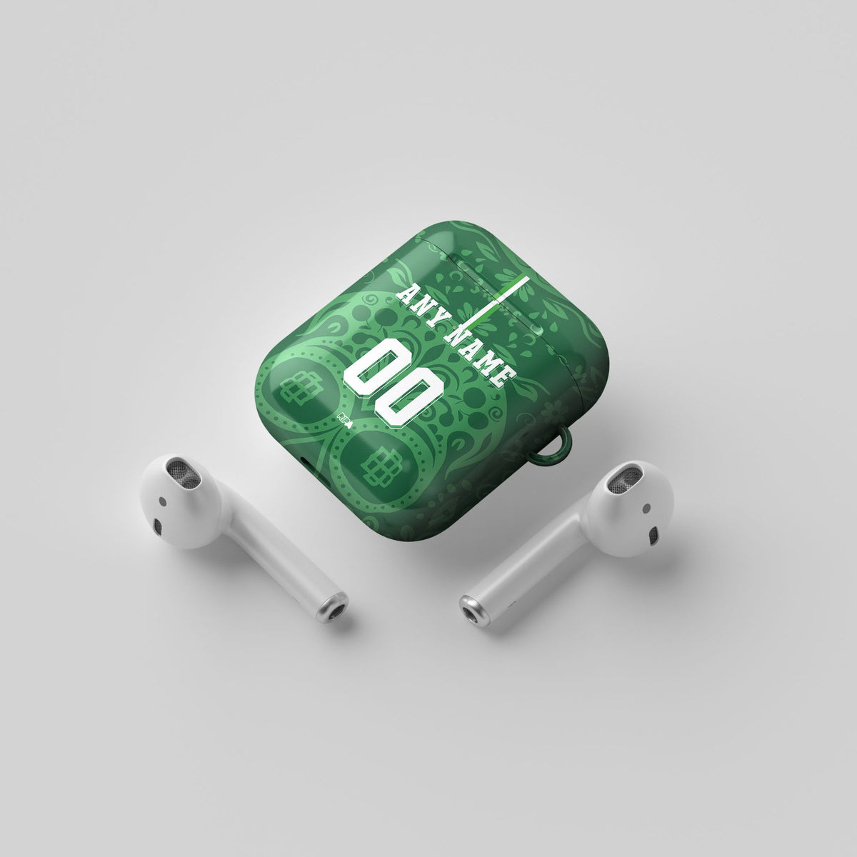 AirPods case with the Real Betis 2025-26 Prematch football shirt design by RIPA Football