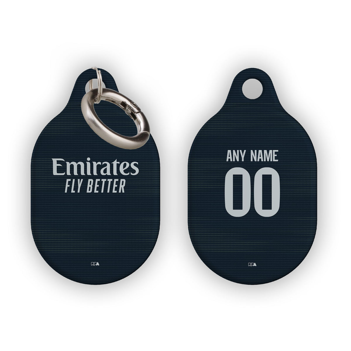 AirTag holder with the Real Madrid 2025-26 Away football shirt design by RIPA Football