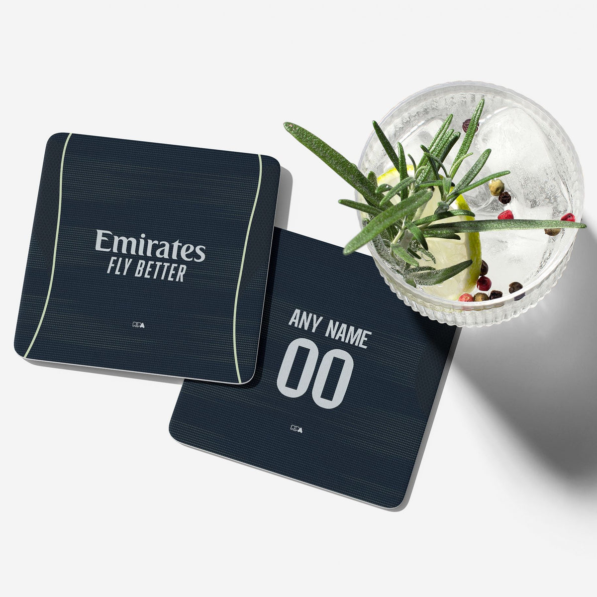 Coaster with the Real Madrid 2025-26 Away football shirt design by RIPA Football