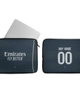Laptop sleeve with the Real Madrid 2025-26 Away football shirt design by RIPA Football