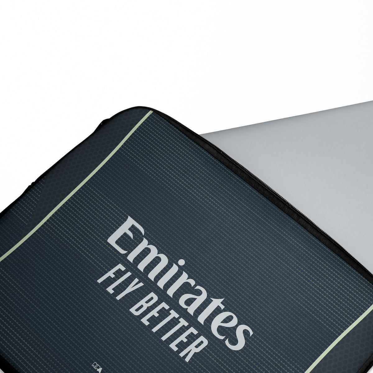 Laptop sleeve with the Real Madrid 2025-26 Away football shirt design by RIPA Football