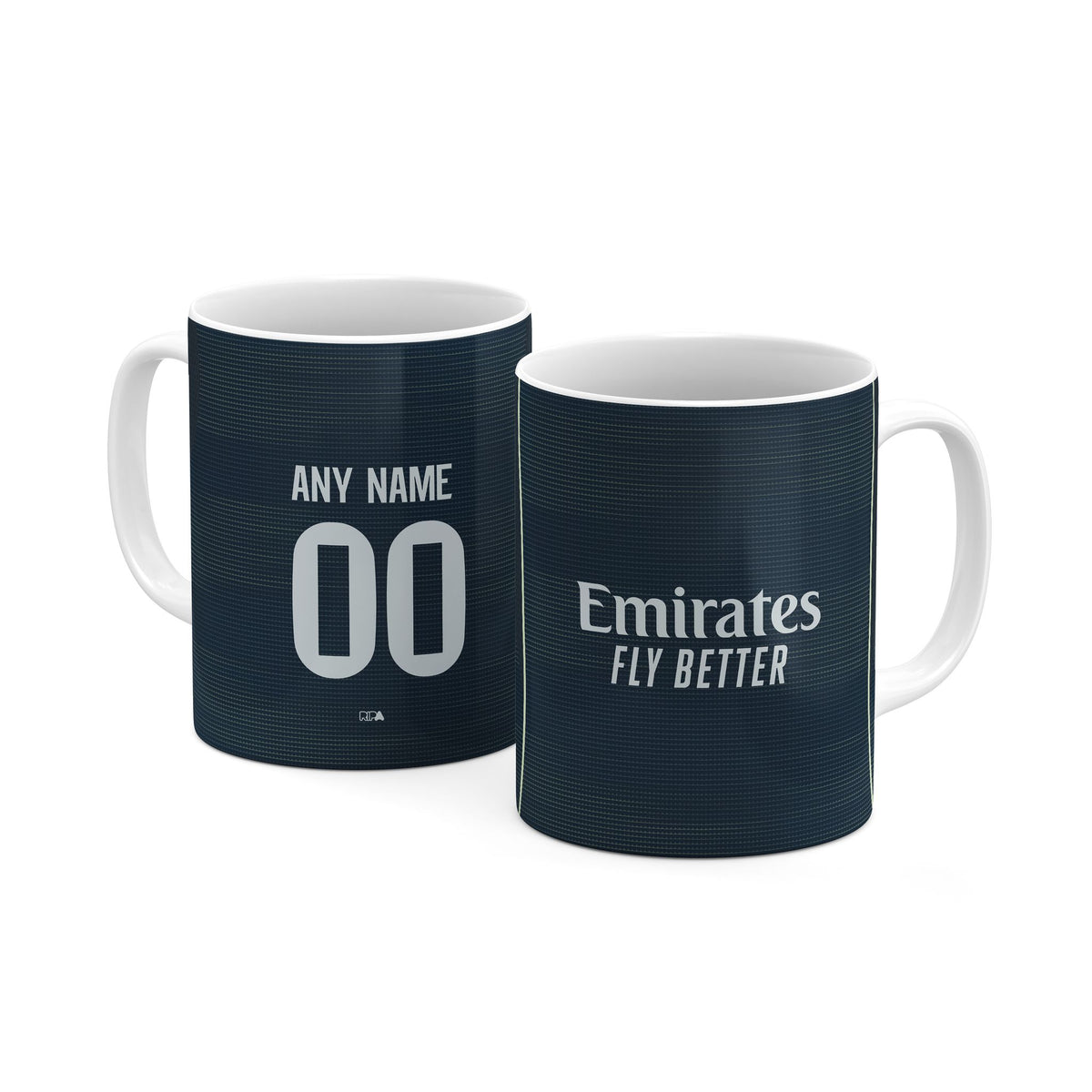 Mug with the Real Madrid 2025-26 Away football shirt design by RIPA Football
