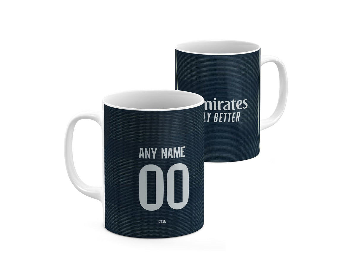 Mug with the Real Madrid 2025-26 Away football shirt design by RIPA Football