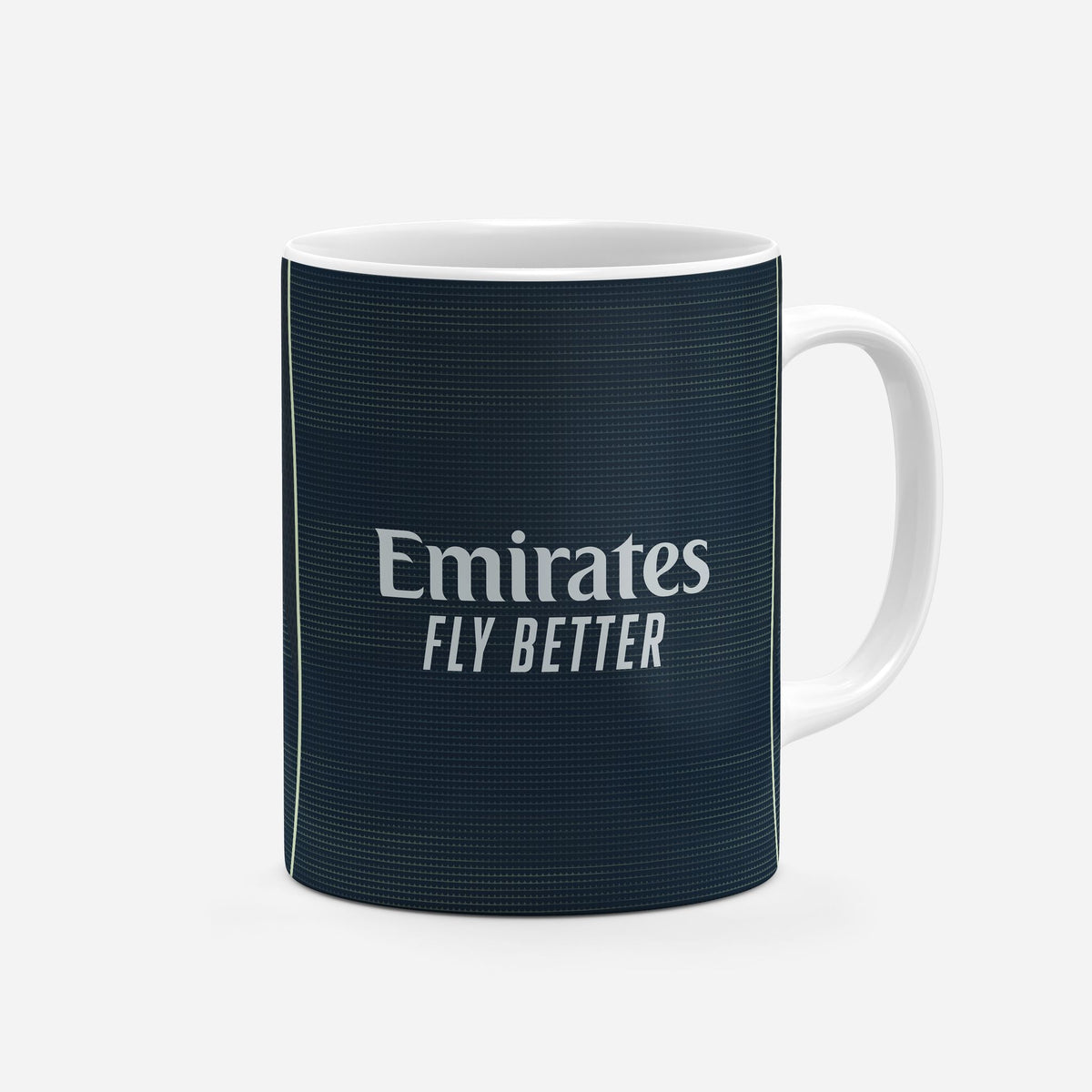 Mug with the Real Madrid 2025-26 Away football shirt design by RIPA Football