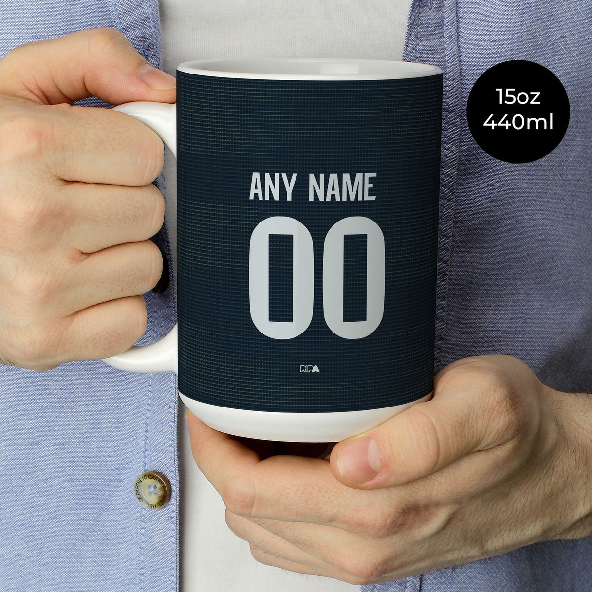 Mug with the Real Madrid 2025-26 Away football shirt design by RIPA Football