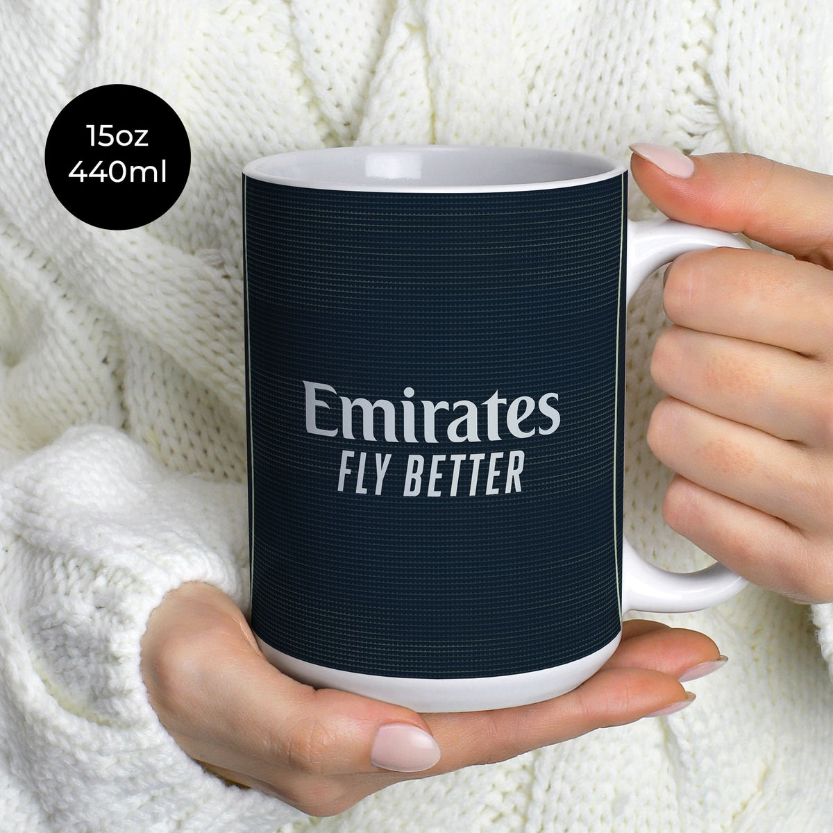 Mug with the Real Madrid 2025-26 Away football shirt design by RIPA Football