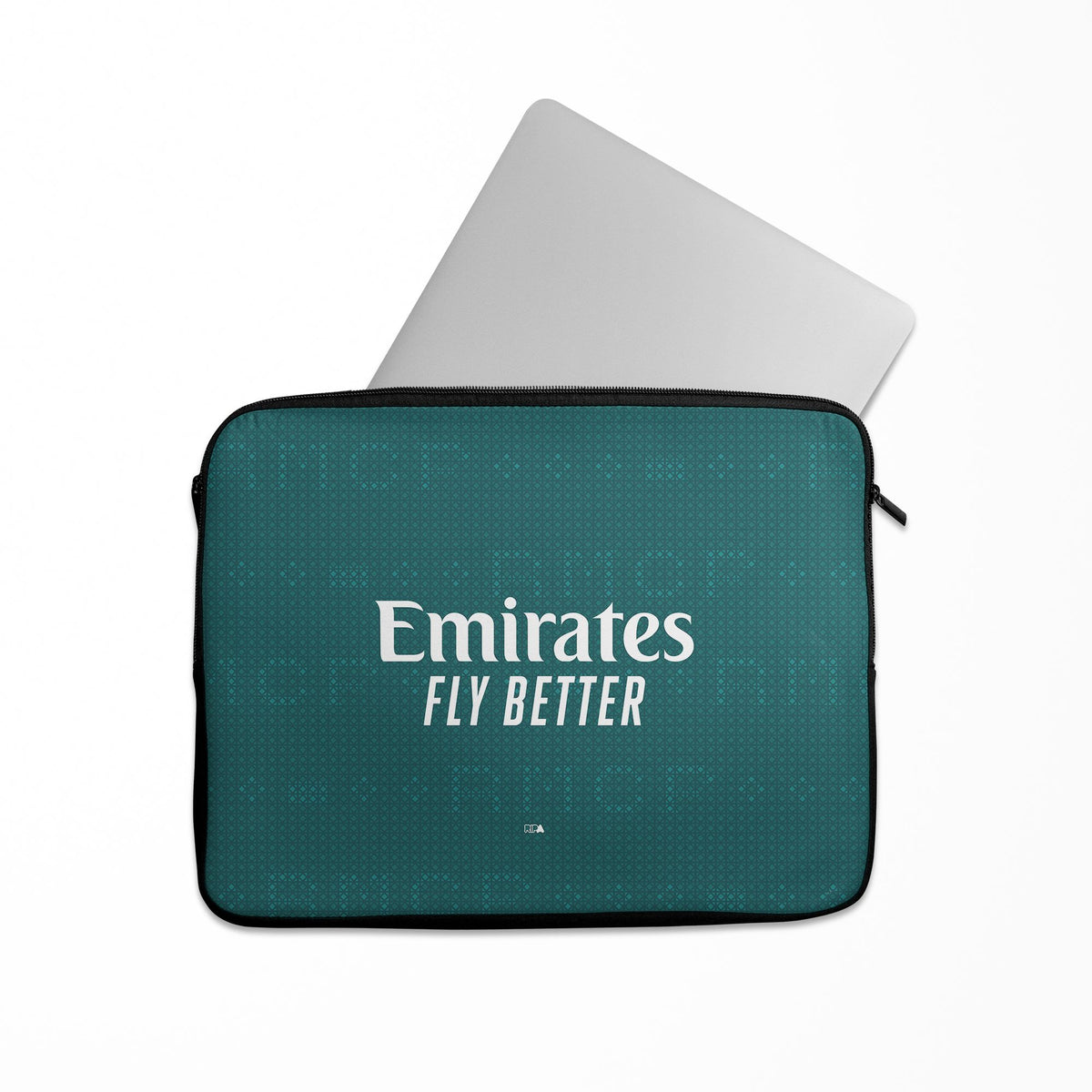 Laptop sleeve with the Real Madrid 2026-27 Away football shirt design by RIPA Football