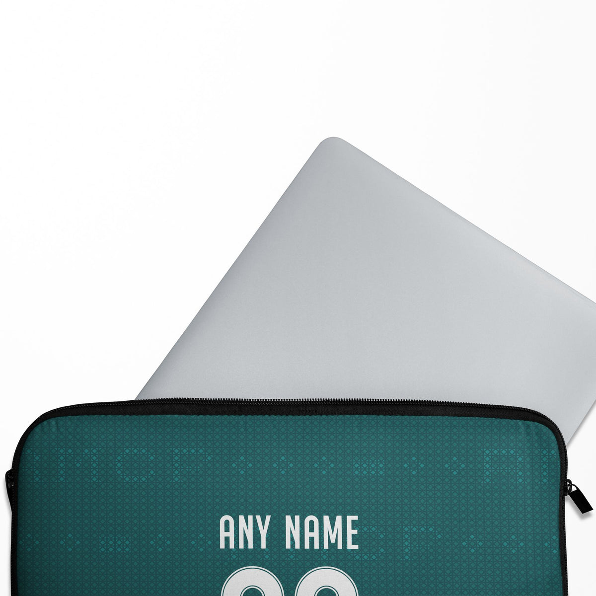 Laptop sleeve with the Real Madrid 2026-27 Away football shirt design by RIPA Football