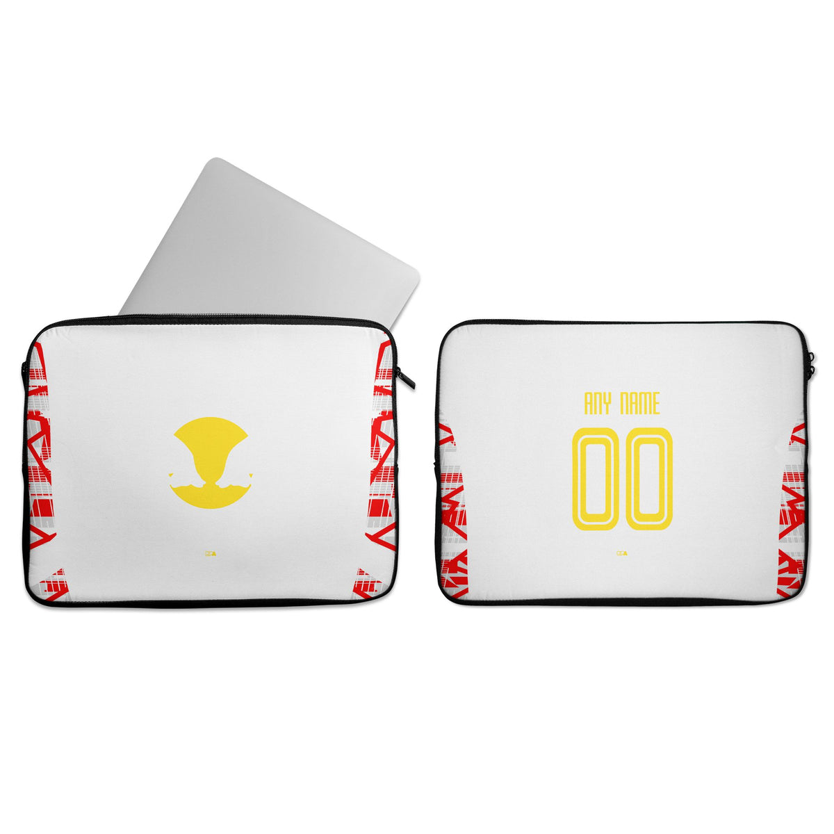 Laptop sleeve with the Salzburg 2024-25 Home football shirt design by RIPA Football