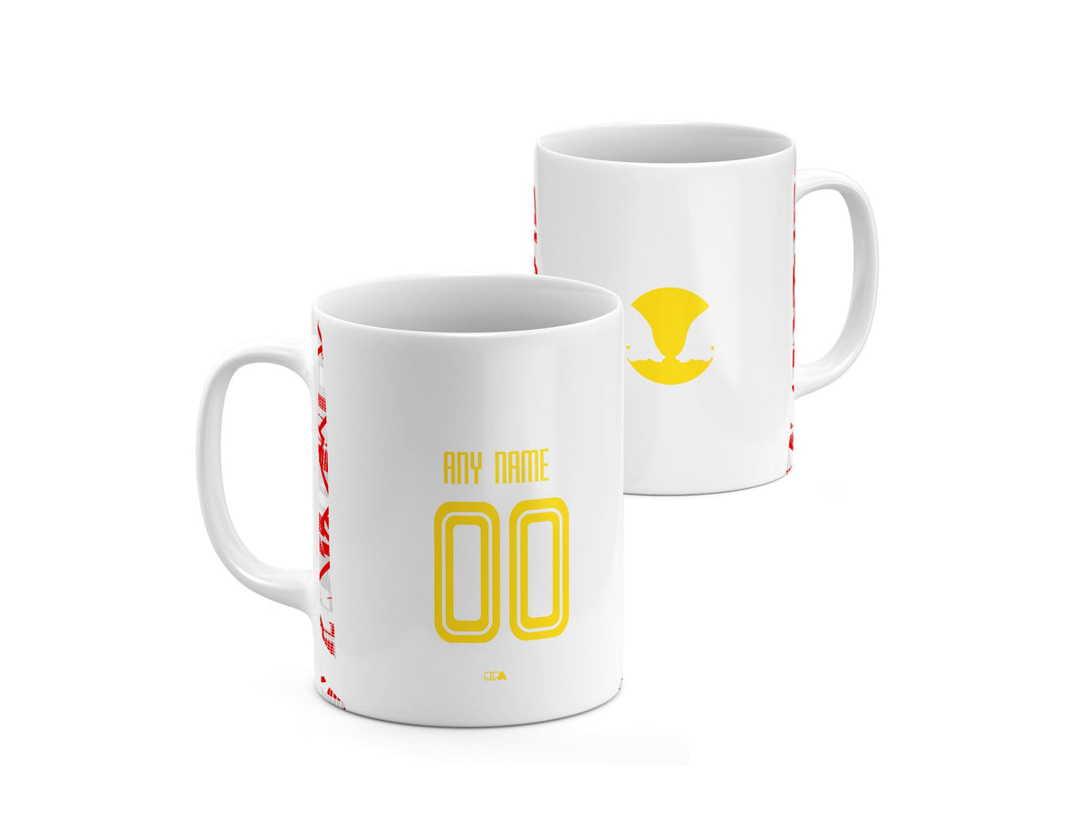 Mug with the Salzburg 2024-25 Home football shirt design by RIPA Football