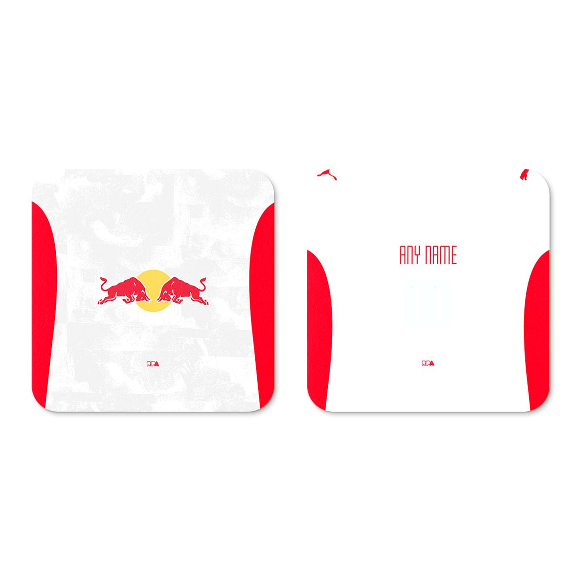 Coaster with the Salzburg 2025-26 Home football shirt design by RIPA Football