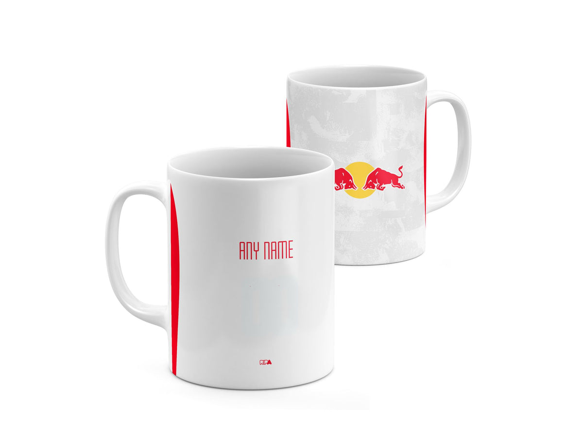 Mug with the Salzburg 2025-26 Home football shirt design by RIPA Football