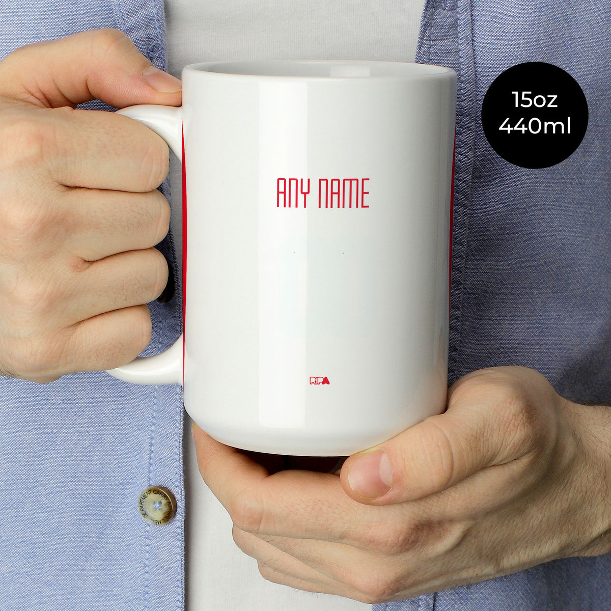 Mug with the Salzburg 2025-26 Home football shirt design by RIPA Football