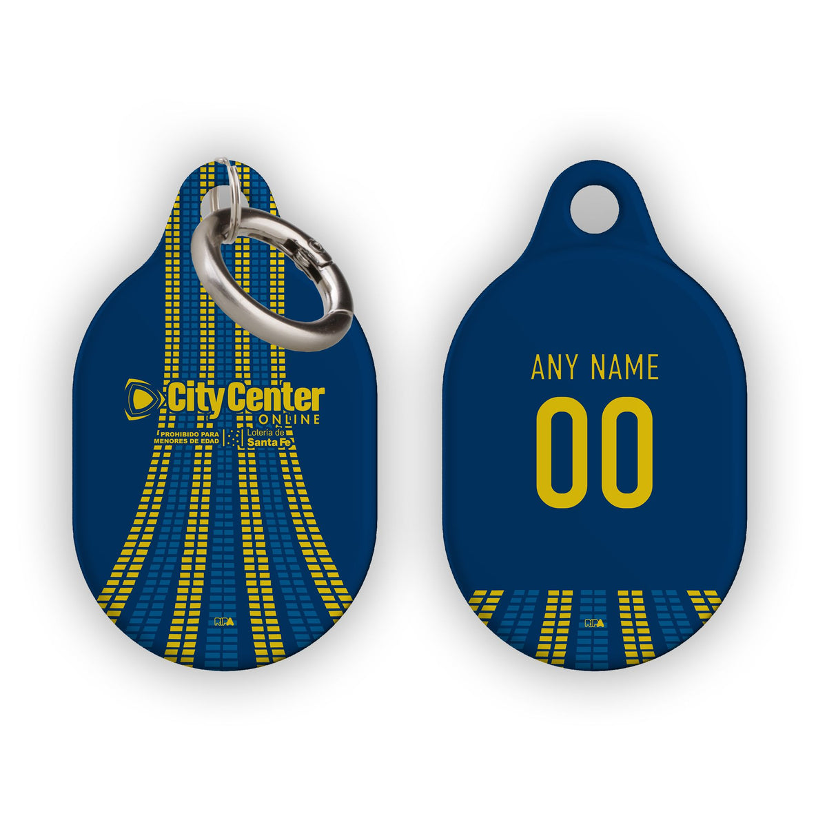 AirTag holder with the Rosario Central 2026 Third football shirt design by RIPA Football