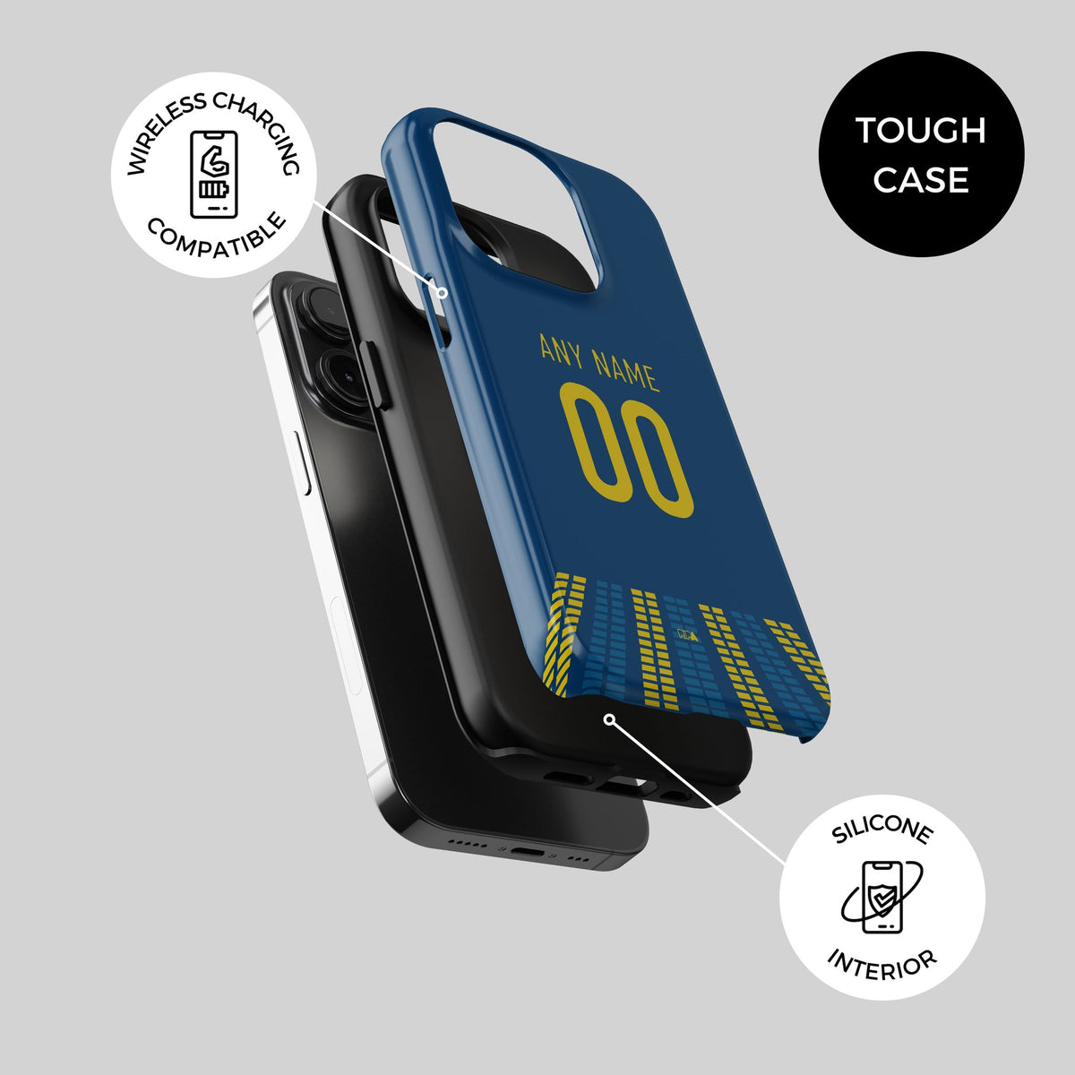 Phone case with the Rosario Central 2026 Third football shirt design by RIPA Football