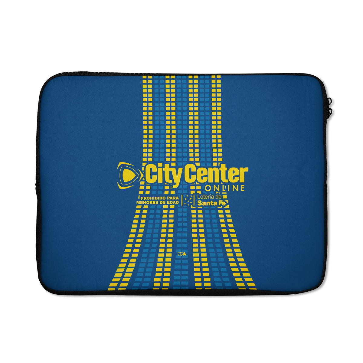 Laptop sleeve with the Rosario Central 2026 Third football shirt design by RIPA Football