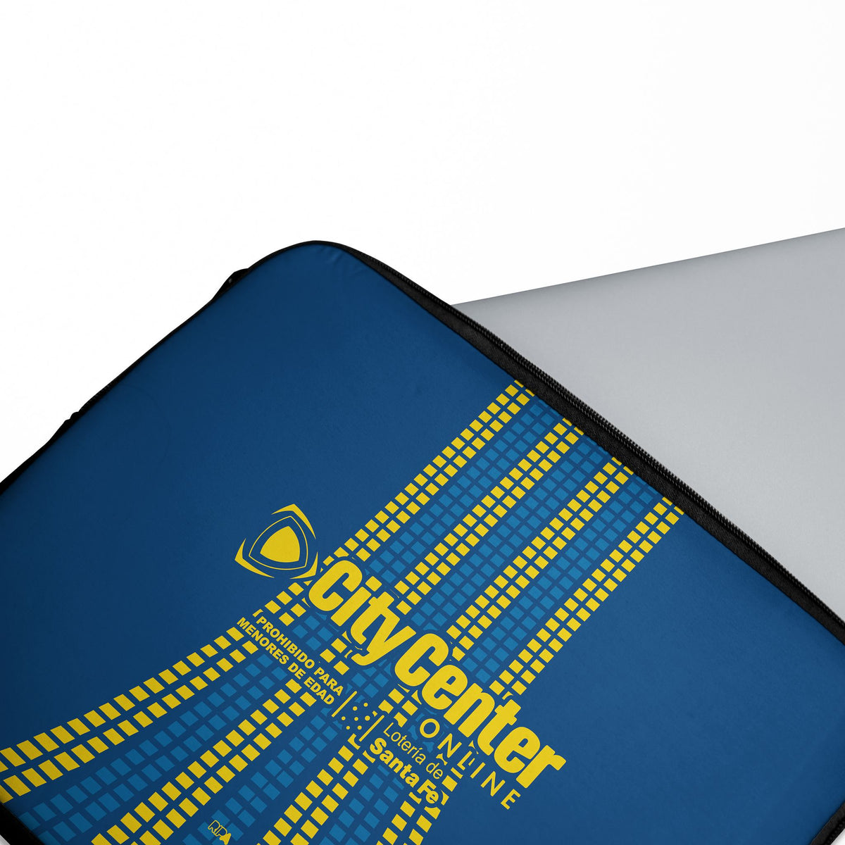 Laptop sleeve with the Rosario Central 2026 Third football shirt design by RIPA Football