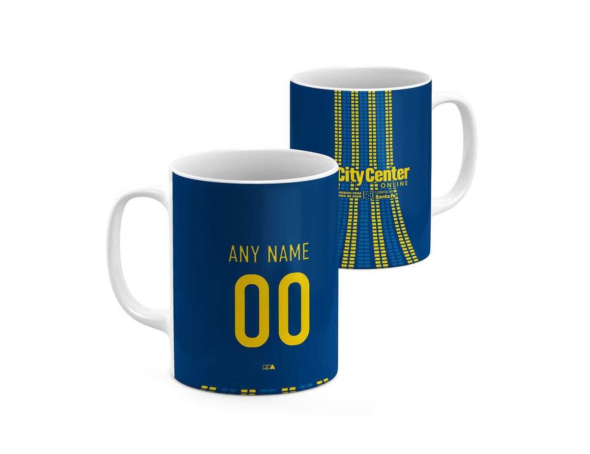 Mug with the Rosario Central 2026 Third football shirt design by RIPA Football